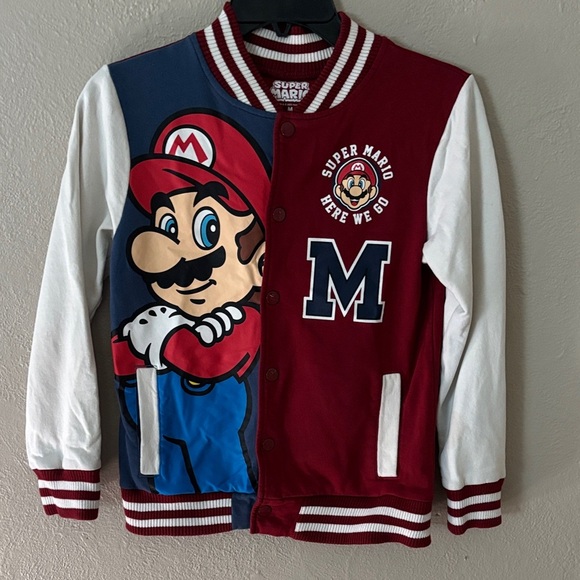 Rare Super Mario Boys Track Jacket Button Up Medium - Picture 1 of 7